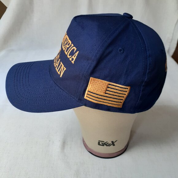 New MAGA - 45-47 - Flag - Trump - Blue with Gold Baseball Cap - Adjustable Fit - Picture 4 of 10
